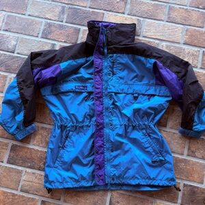 Woman’s Vintage Columbia Blue Purple Black Windbreaker Jacket Large
